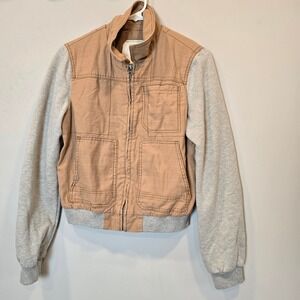 Anthropologie Hei Jacket Excursion Collared Bomber Womens Small Tan Gray